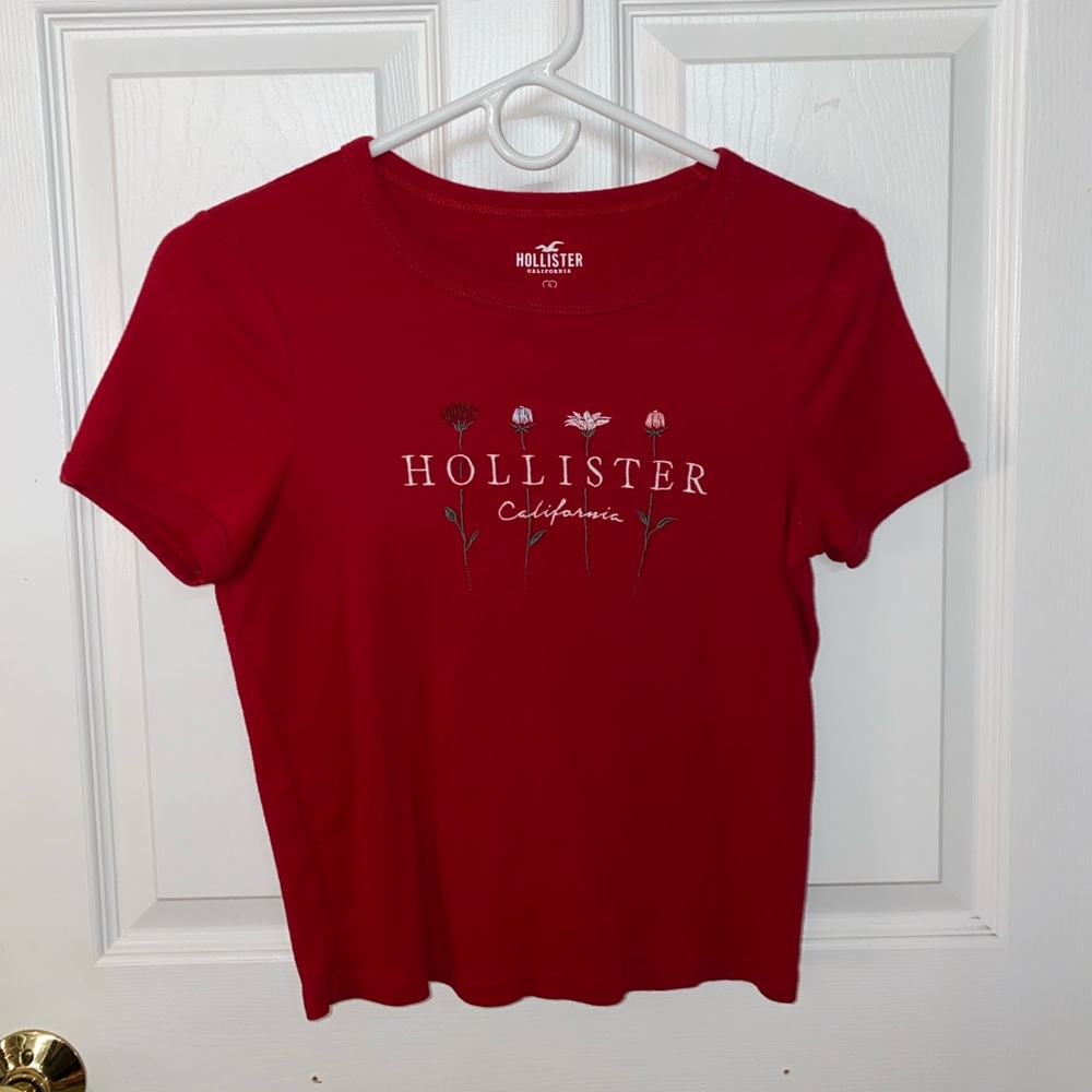 red hollister crop top